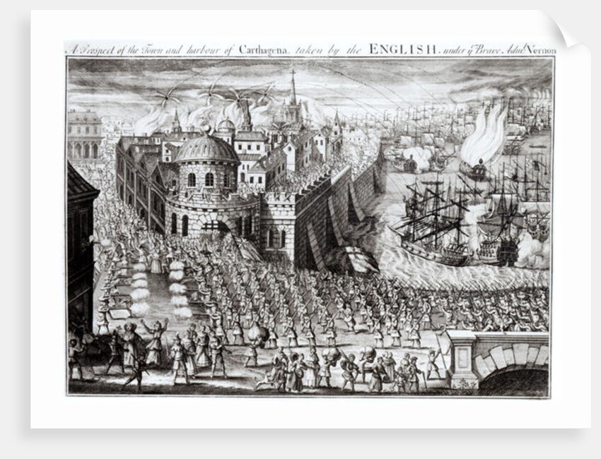 A Prospect of the Town and Harbour of Carthagena, taken by the English underthe brave Admiral Vernon, 1741 by English School