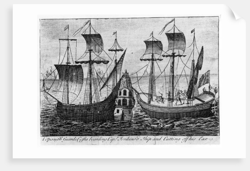 A Spanish 'Guarda Costa’ boarding Captain Jenkin's Ship and Cutting Off His Ear, 1731 by English School