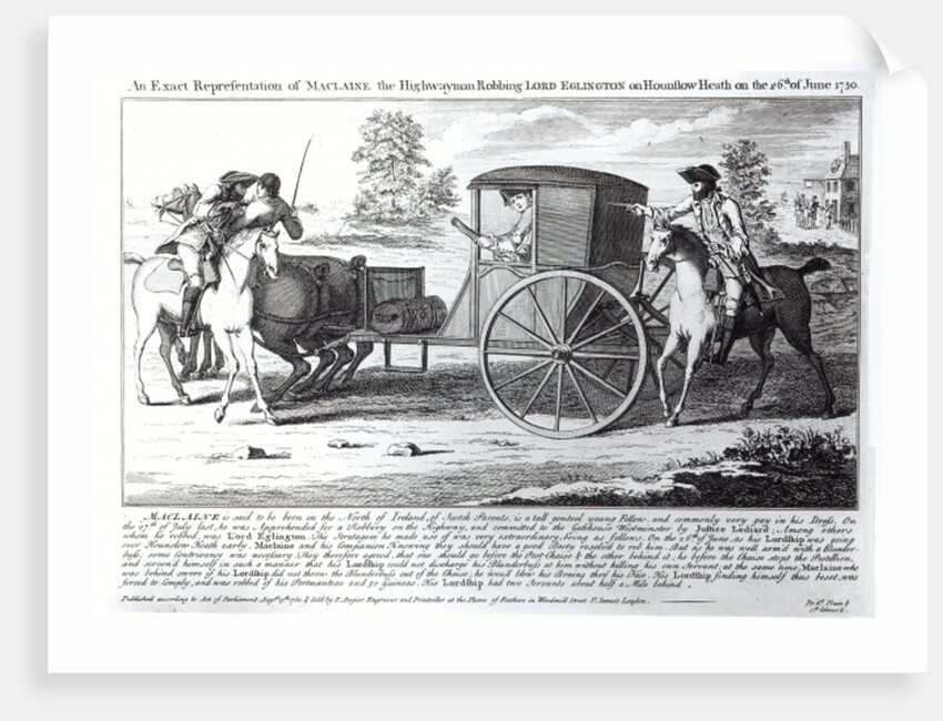 An Exact Representation of Maclaine the Highwayman Robbing Lord Eglington on Hounslow Heath on the 26th of June 1750 by English School