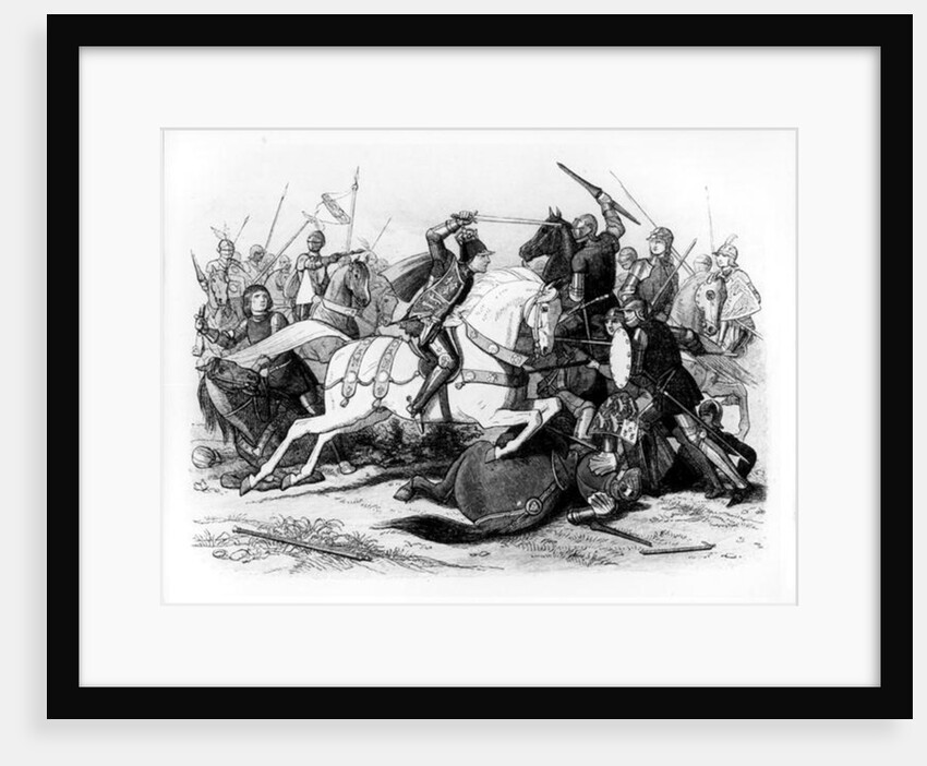 Richard III at the Battle of Bosworth in 1485 by English School