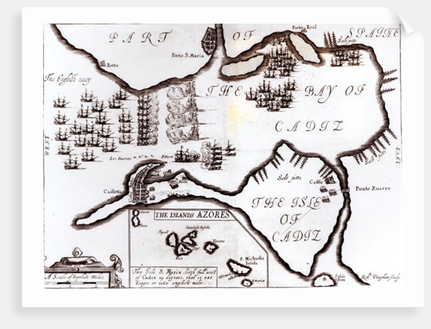 Victory of the English Royal Navy in the Bay of Cadiz by English School