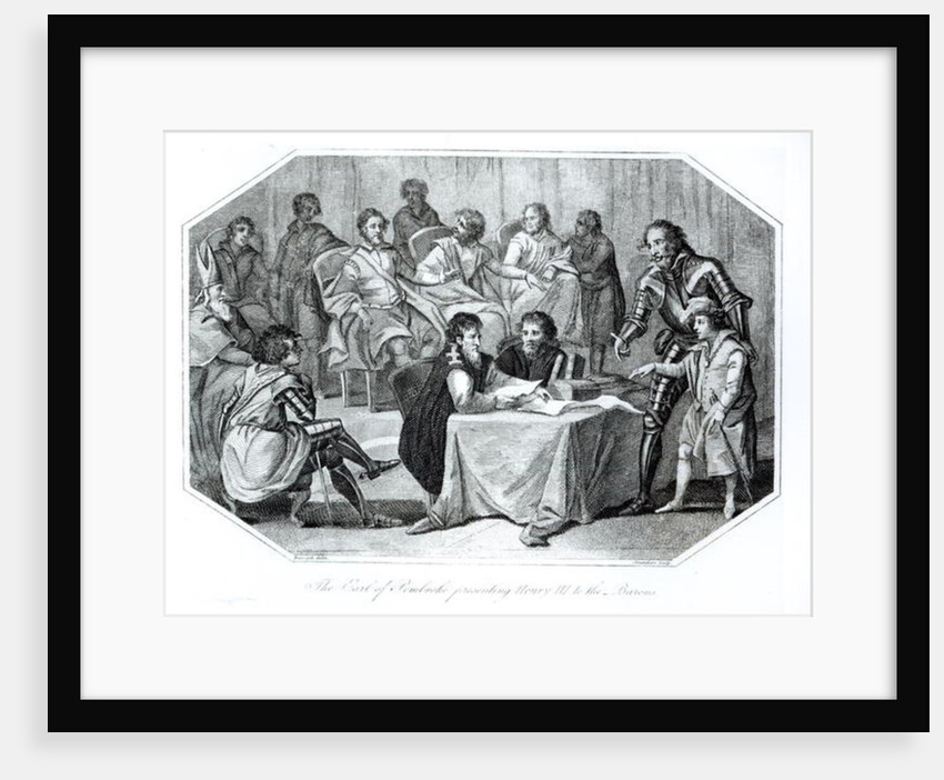 The Earl of Pembroke Presenting Henry III to the Barons, 1216 engraved by Saunders by Benezach Benezach