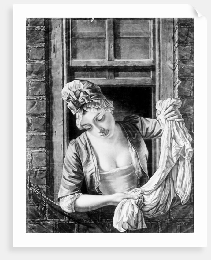 Woman wringing washing by George Morland