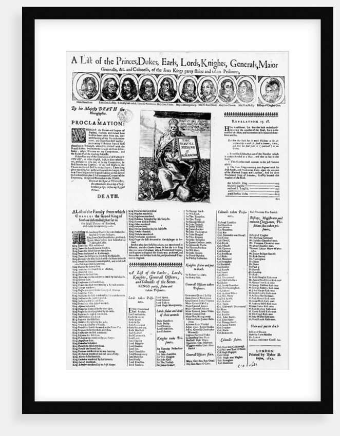 List of Those Loyal to the King of the Scots Who Were Slain and Taken Prisoner, 1652 by English School