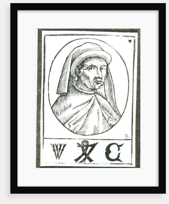 Portrait of William Caxton and his Printer's Mark by English School