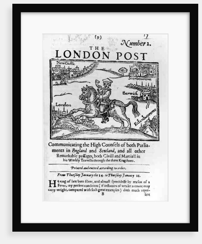 Titlepage of 'The London News', Communicating the High Counsels of Both Parliaments in England and Scotland by English School
