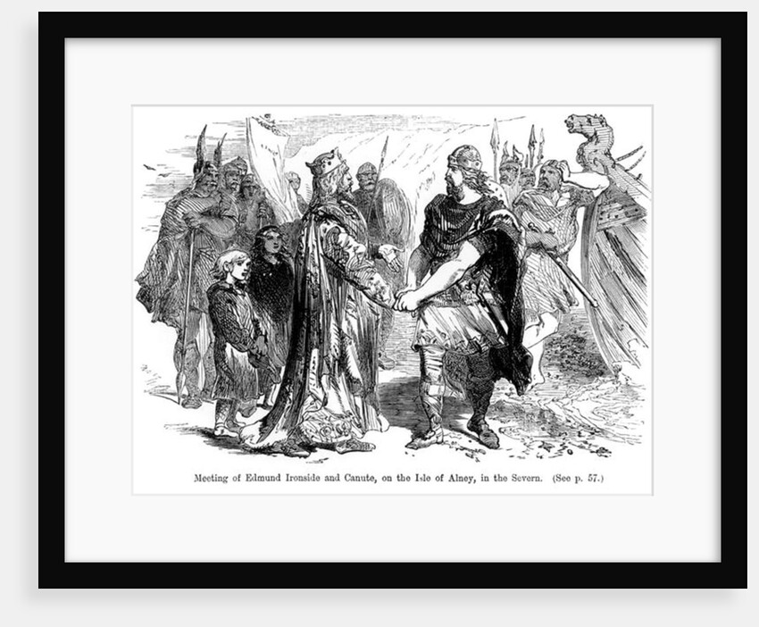 Meeting of Edmund Ironside and Canute on the Isle of Alney in the Severn in 1016 by English School
