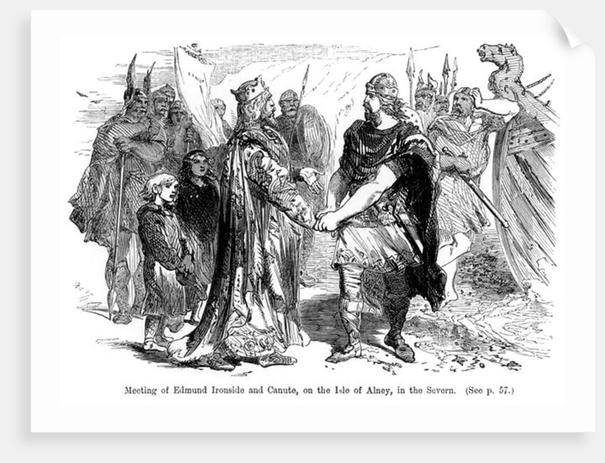 Meeting of Edmund Ironside and Canute on the Isle of Alney in the Severn in 1016 by English School