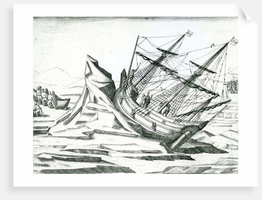 Sailing ship stranded on Iceberg by Theodor de Bry