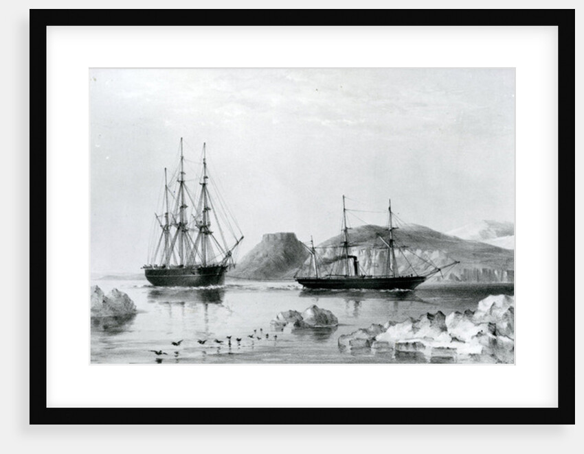 HMS Assistance in Tow of Pioneer passing John Harrow Mount, North Wellington Channel in 1853 by English School