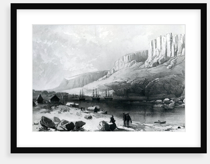 The Arctic Squadron in Leevely harbour, Island of Disco, Coast of Greenland, 1855 by English School