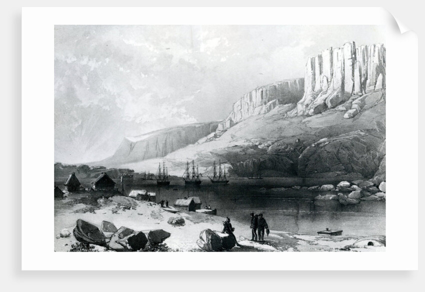 The Arctic Squadron in Leevely harbour, Island of Disco, Coast of Greenland, 1855 by English School