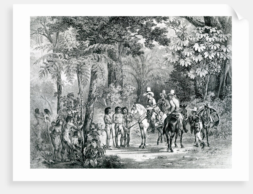 Meeting of the Indians with the European Explorers from 'Picturesque Voyage to Brazil', 1827-35 by Johann Moritz Rugendas