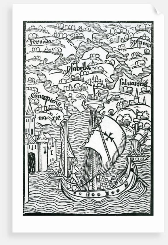 Map describing the islands of Salvador, Espanola, Fernanda, Isabella and Conception, 1493 by Christopher Columbus