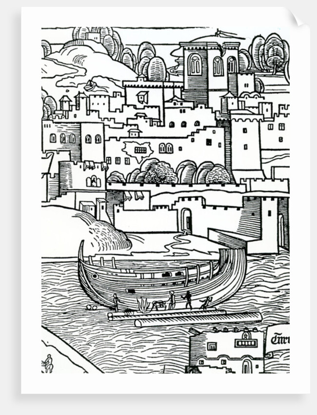 Breaming a ship, 1486 by English School