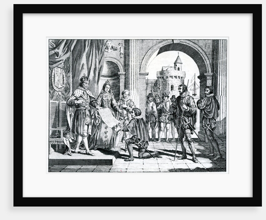 Christopher Columbus presenting an account of his discovery of America to the King and Queen of Spain by Charles Grignion
