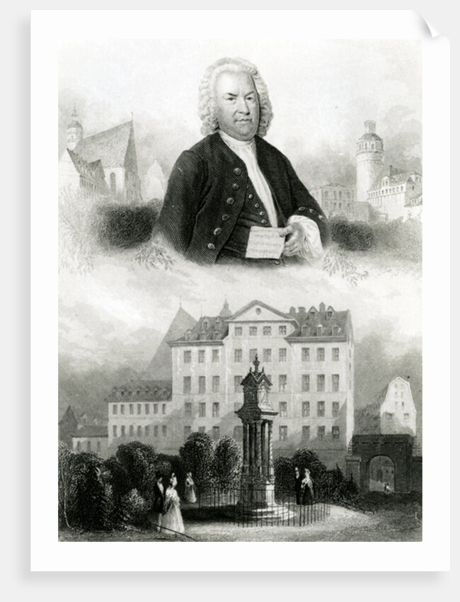 Portrait of Johann Sebastian Bach and Monument, 1850 by Albert Henry Payne