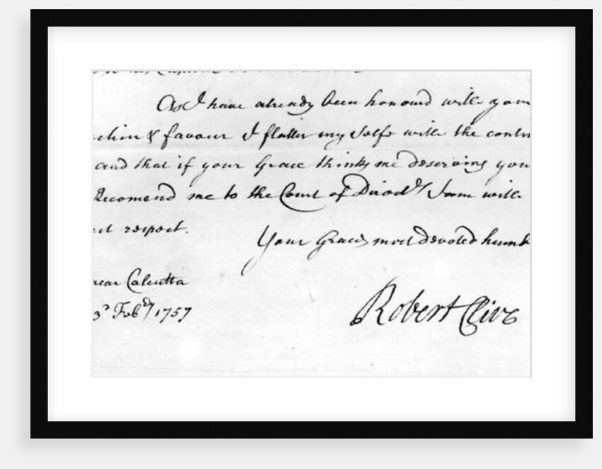 Signature of Robert Clive 1757 by Anonymous