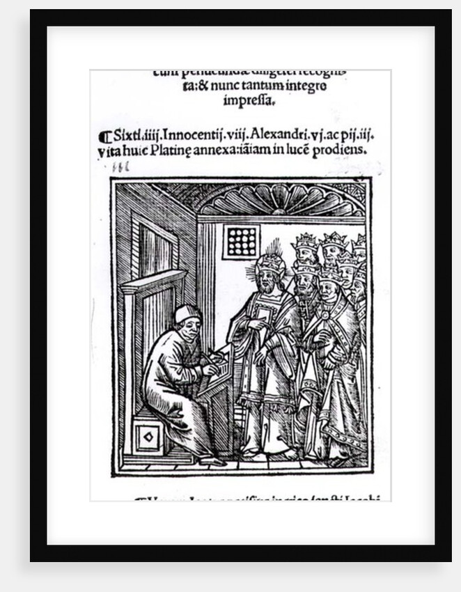 Bartolommeo de' Sacchi writing 'Historia de Vitis Pontificum Romanorum', 1505 by Italian School