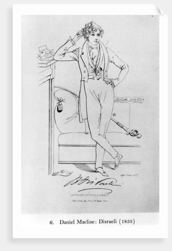 Portrait of Benjamin Disraeli Author of 'Vivian Grey', 1833 by Daniel Maclise (after)