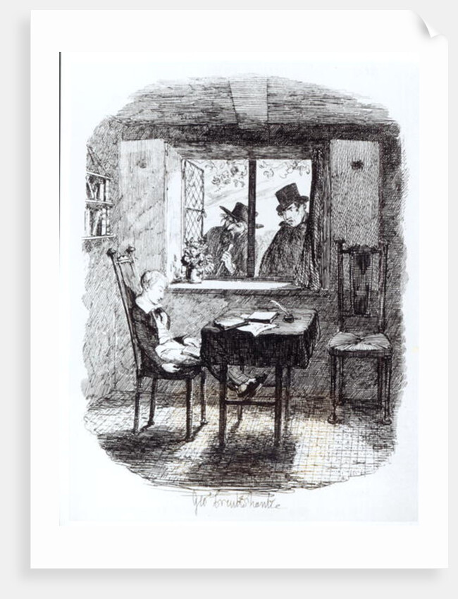 Monks and the Jew Discover Oliver by George Cruikshank