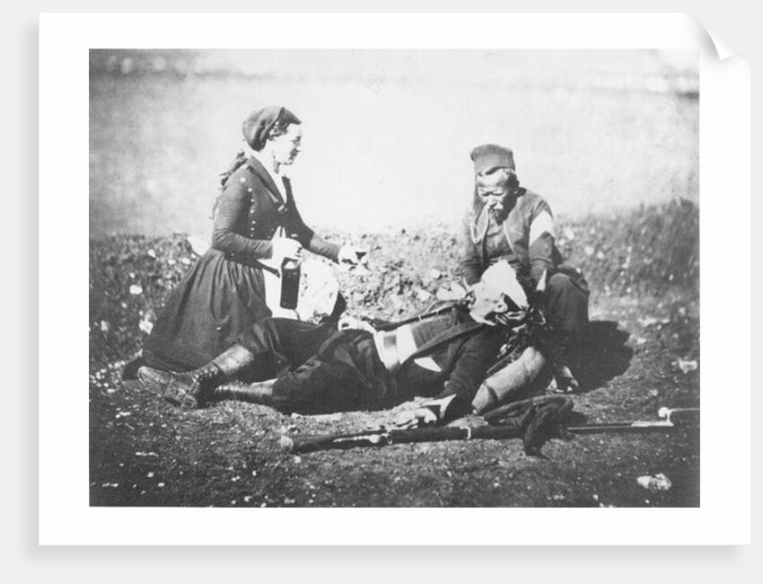 A Nurse Tending a Wounded Man in the Crimea, c.1855 by English Photographer