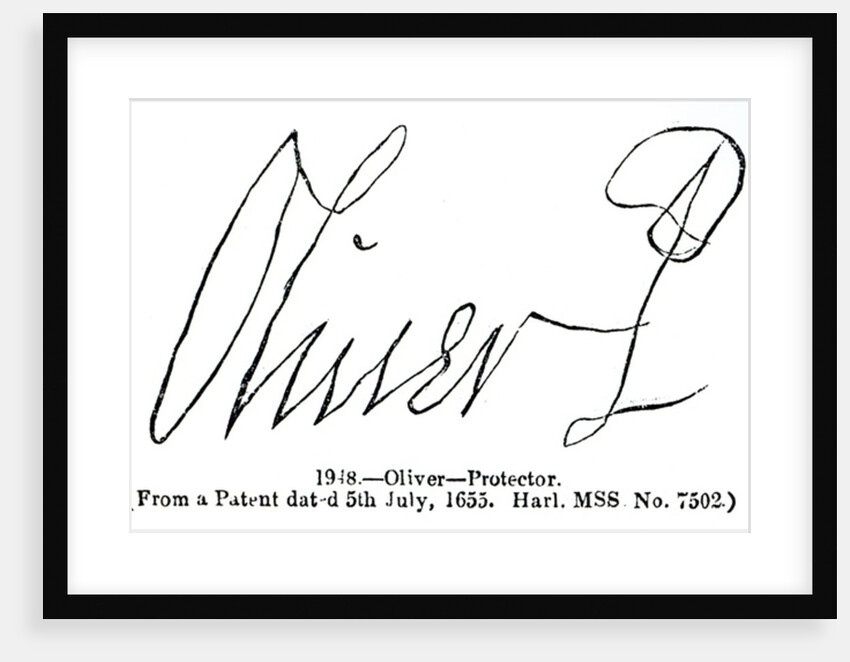 Signature of Oliver Cromwell Lord Protector by English School