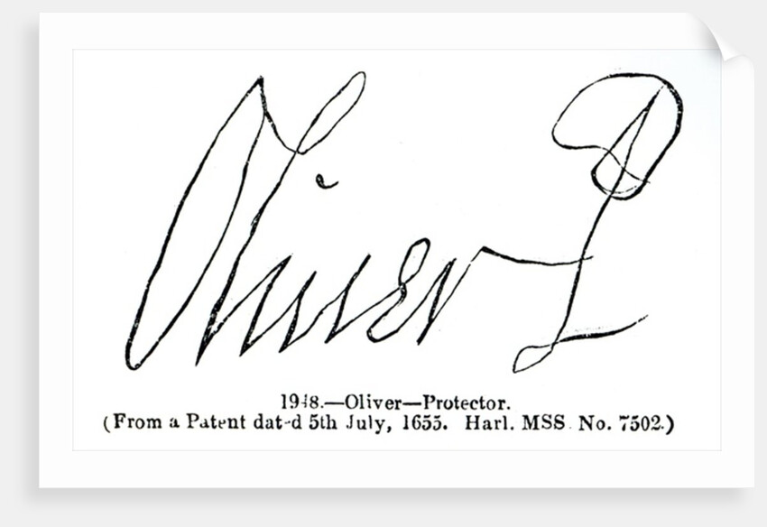 Signature of Oliver Cromwell Lord Protector by English School