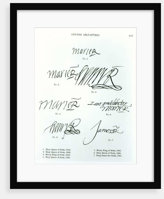 Signatures of Mary Queen of Scots, Henry King of Scots and James VI of Scotland by Anonymous