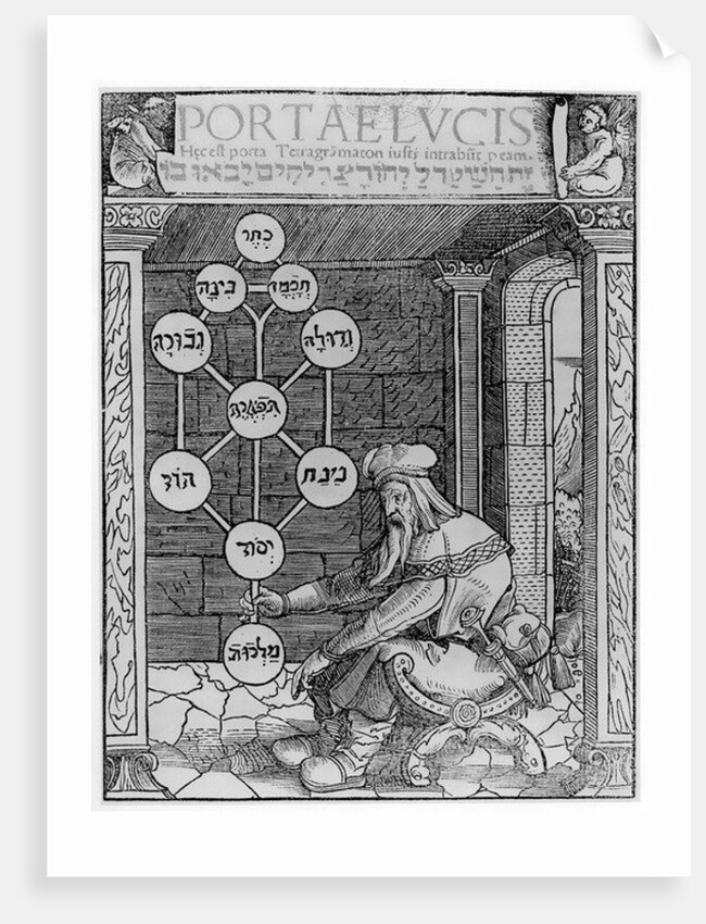 Jewish Cabbalist Holding a Sephirot copy of an illustration from 'Portae Lucis' by Paul Ricius, Augsburg 1516, used in a 'History of Magic'. by German School