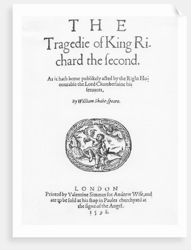 Frontispiece for 'The Tragedy of King Richard the Second', by William Shakespeare, 1598 by English School