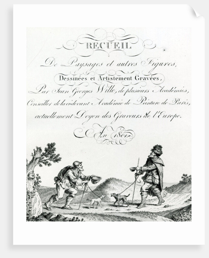 Recueil de Paysages et autres figures, dessinees et Artistement Gravees by Johann Georg Wille, 1801 by French School