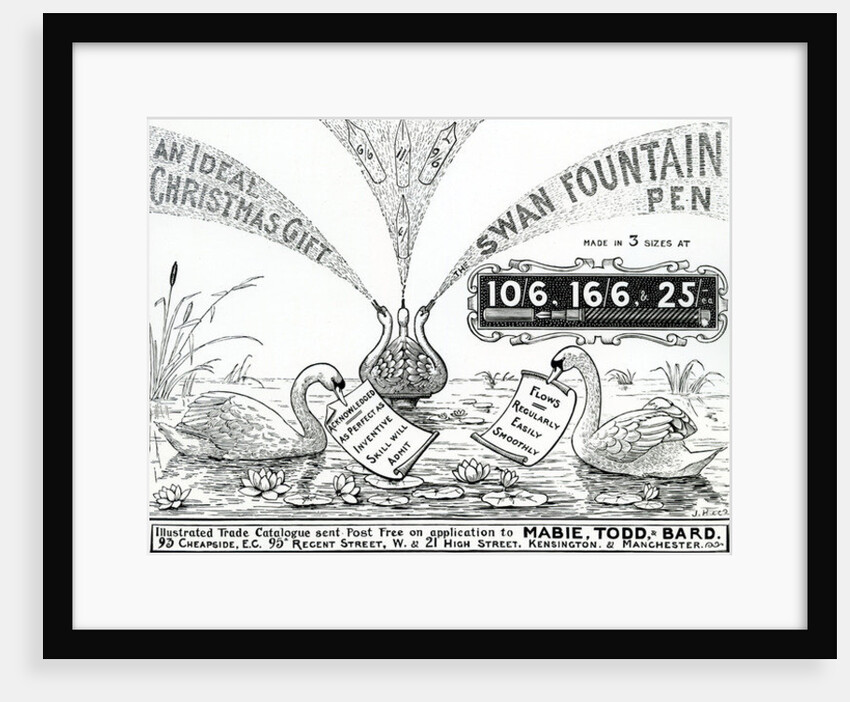 Advert for Swan Fountain Pens, from an Illustrated Trade Catalogue, c.1900-10 by Anonymous