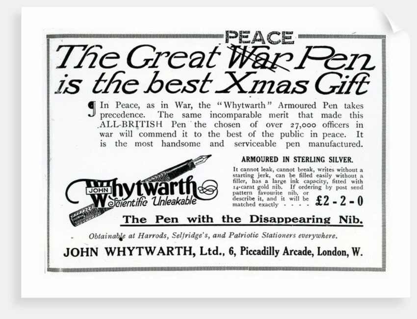 Advertisement 'The Great War Pen is the best Xmas Gift' by Anonymous