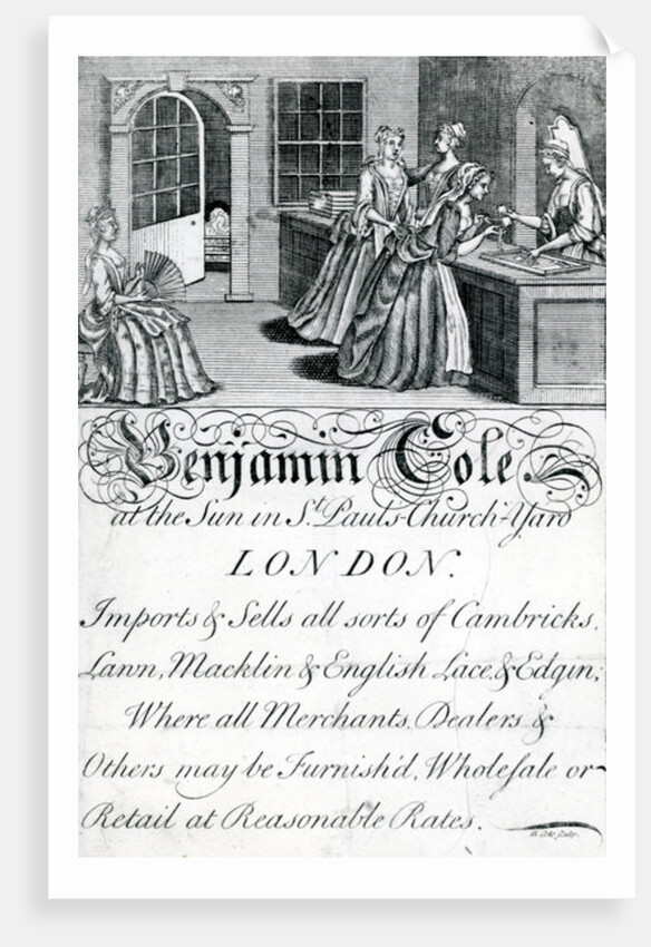 Trade Card, Benjamin Cole, London tradesman by English School
