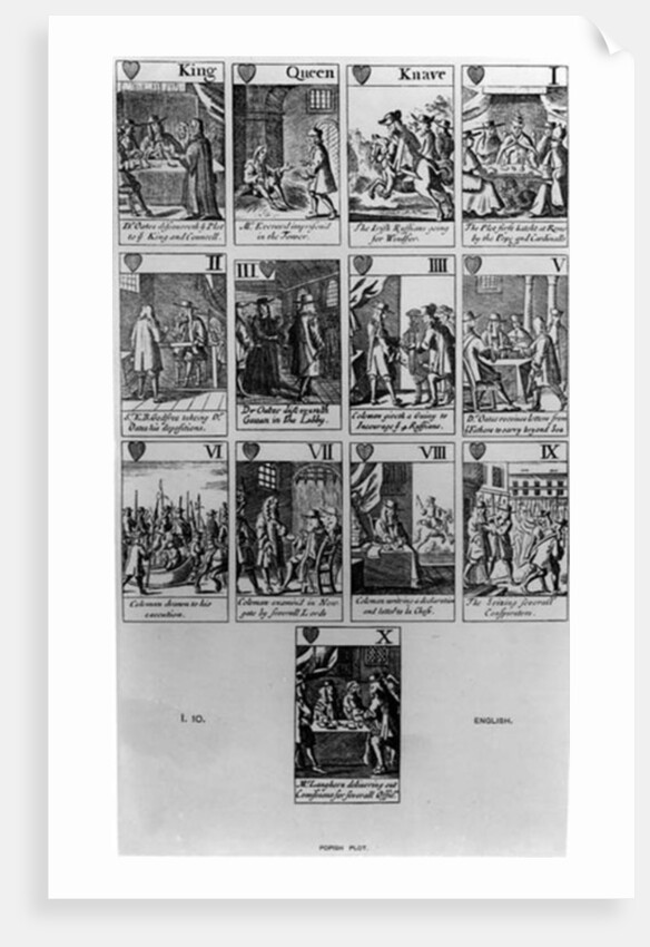 Suit of Hearts illustrating the 'Popish Plot', 1679 by English School