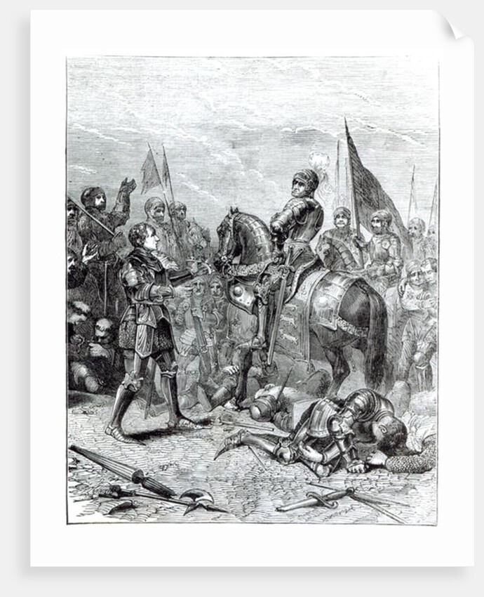 Battle of Bosworth Field: Lord Stanley bringing the Crown of Richard III to Richmond, 22nd August 1485 by English School