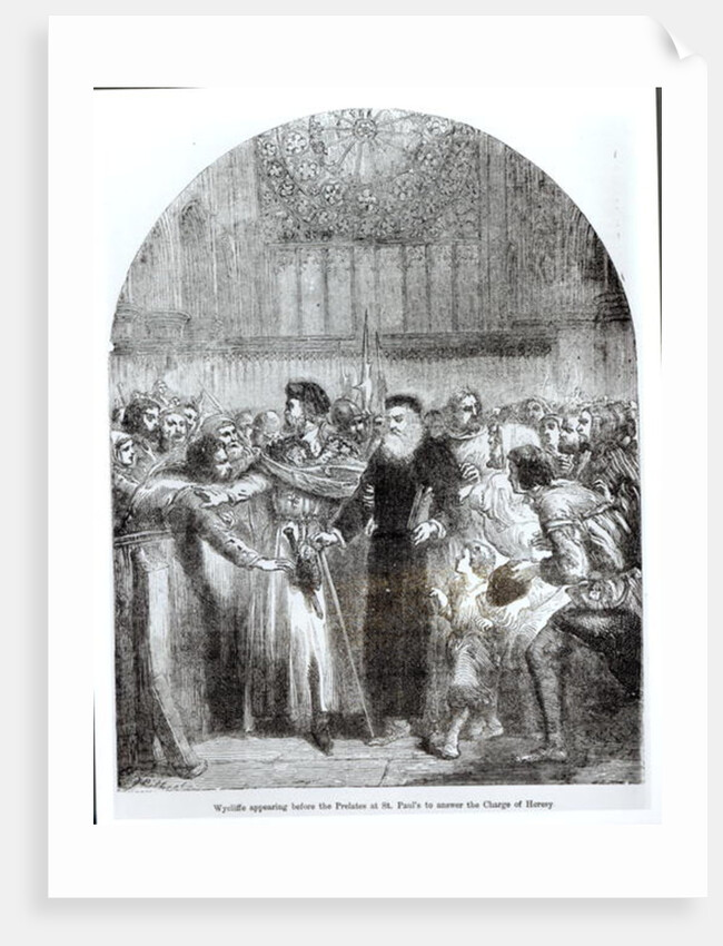Wycliffe appearing before the Prelates at St. Paul's to answer the charge of heresy in 1377 by English School