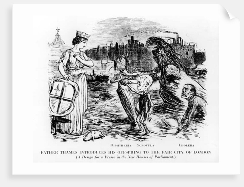 Father Thames Introduces his Offspring to the Fair City of London, a design for a fresco in the new Houses of Parliament by English School