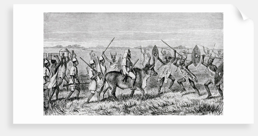 The Start from M'rooli for the Lake with Kamrasi's Satanic Escort by Samuel Baker