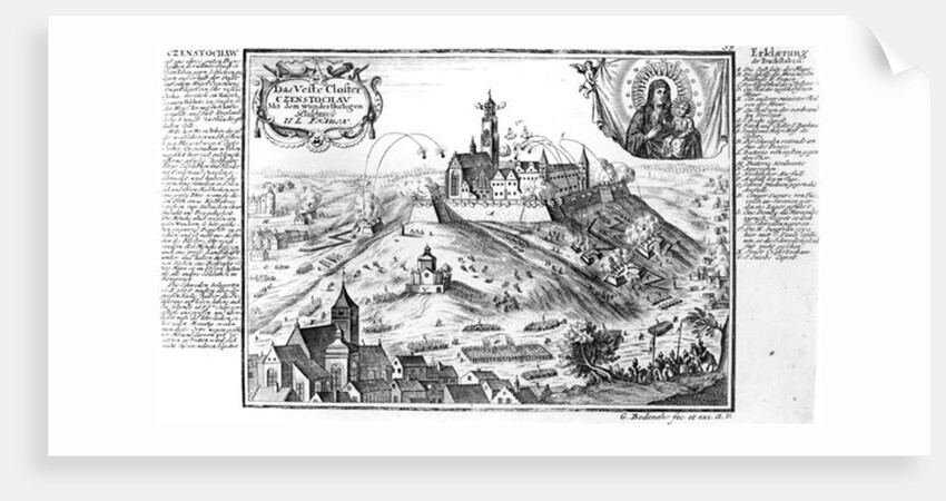 The monastery of Jasna Gora, Czestochowa, under siege by Swedish forces in 1655 by Gabriel Bodenehr