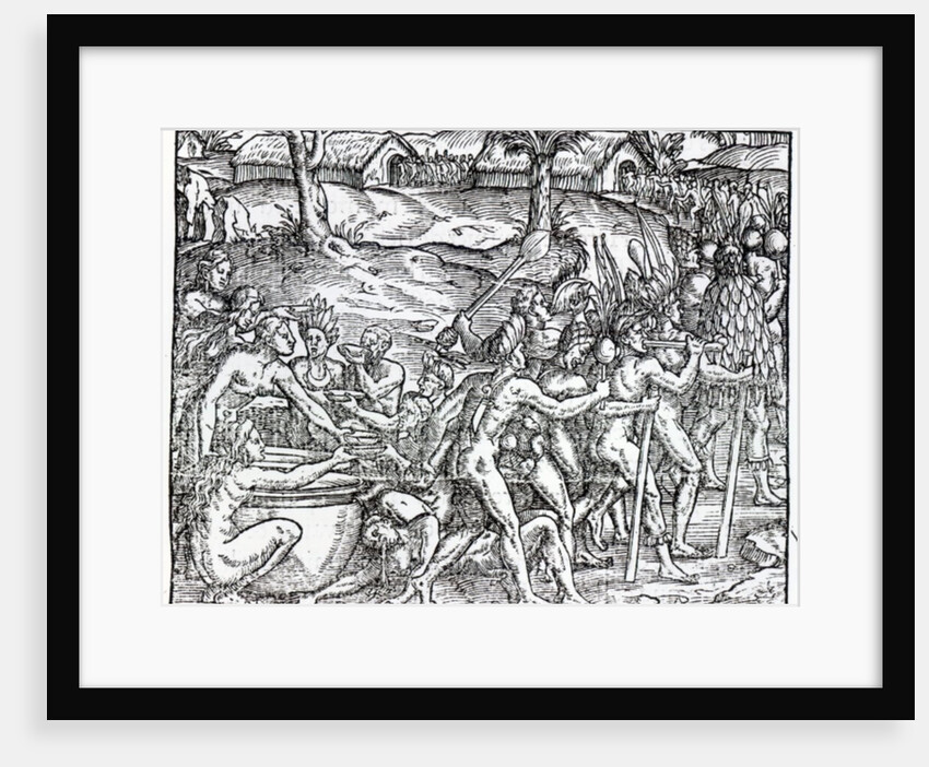 Procession of natives drinking and smoking by Jacques (d.1587/88) (after) Le Moyne