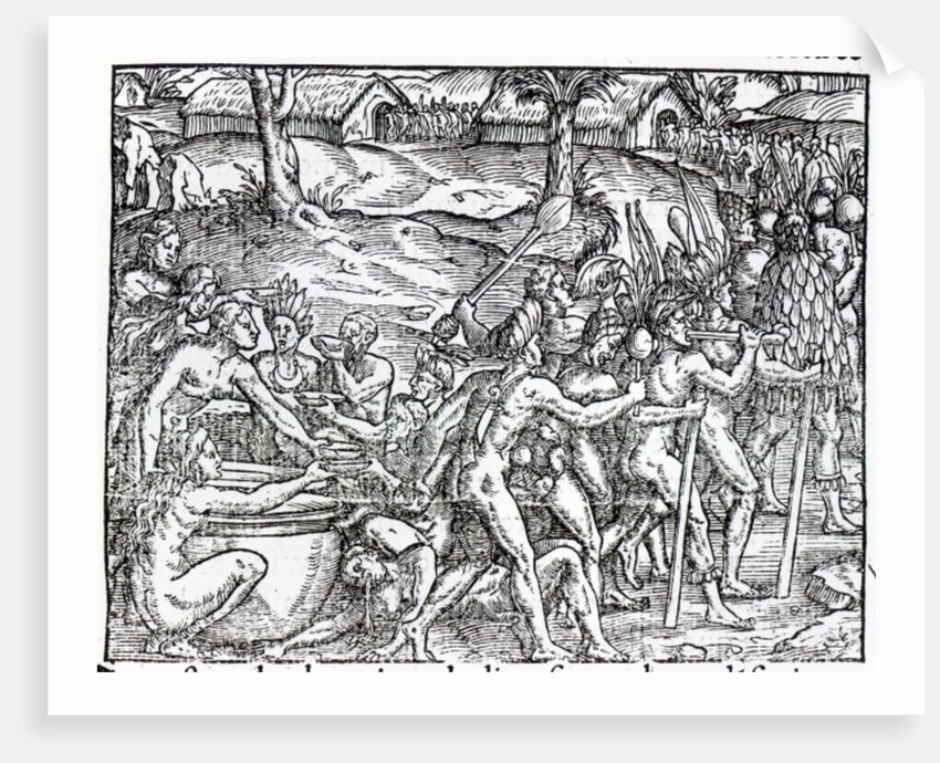 Procession of natives drinking and smoking by Jacques (d.1587/88) (after) Le Moyne