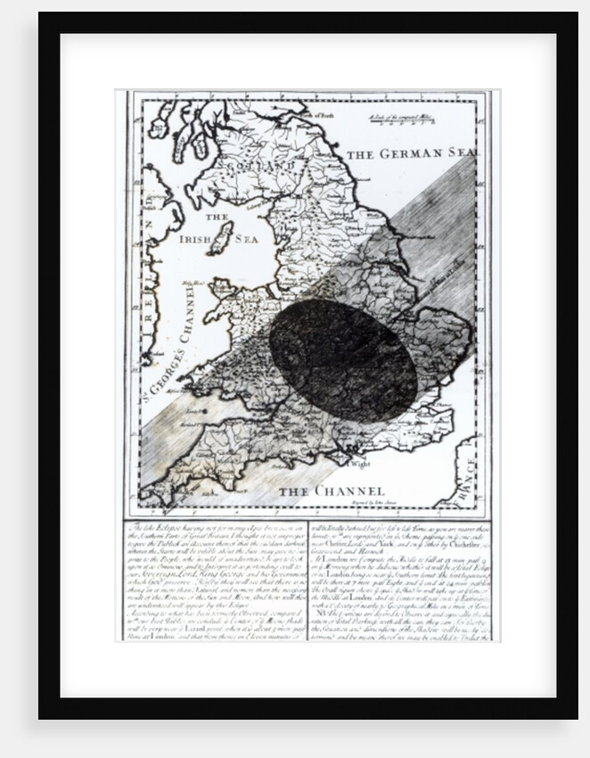 A Map Showing the Passage of the Shadow of the Moon Over England on 22 April 1715 by English School