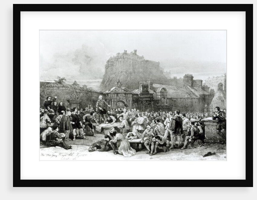 A Crowd Queues to Sign the National Covenant in front of Grey Friar's Churchyard, Edinburgh in 1638 by English School