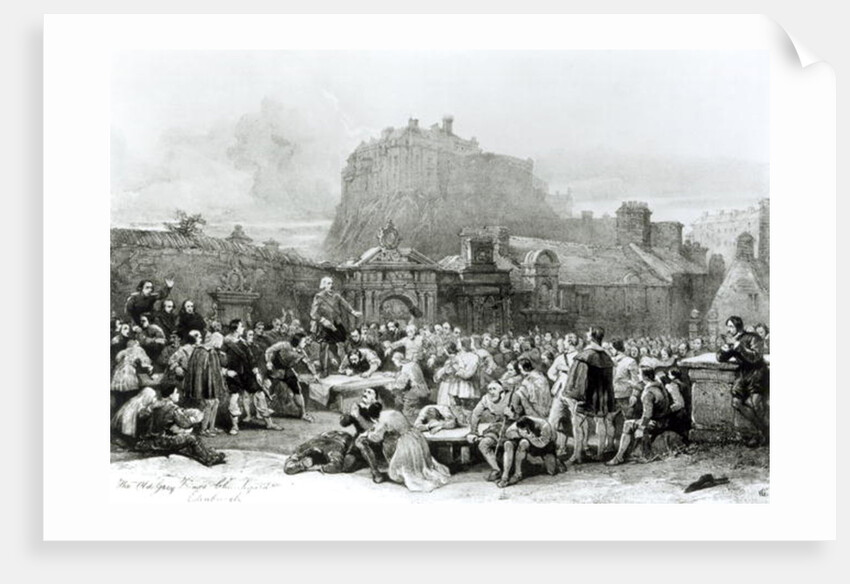 A Crowd Queues to Sign the National Covenant in front of Grey Friar's Churchyard, Edinburgh in 1638 by English School