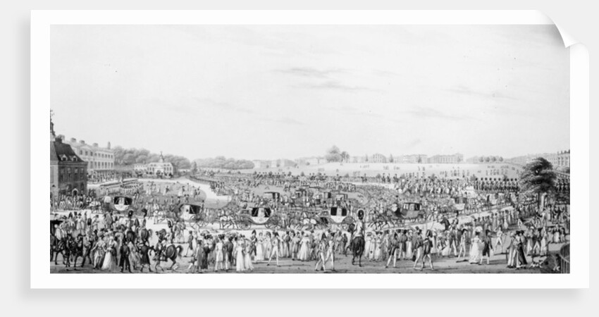 A Correct Representation of the Company Going to and Returning from his Majesty's Drawing Room at Buckingham Palace by English School