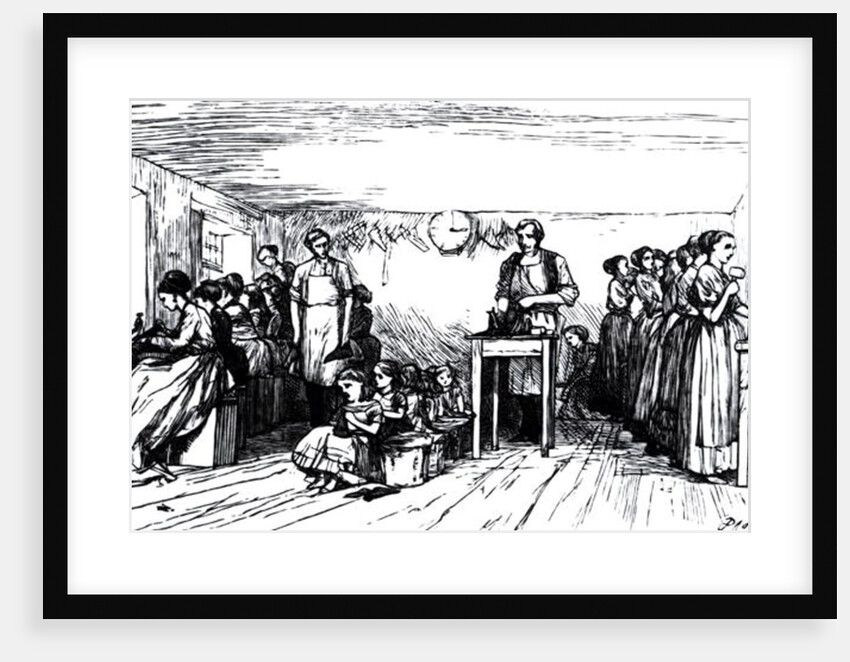 Women and Children Making Shoes by English School