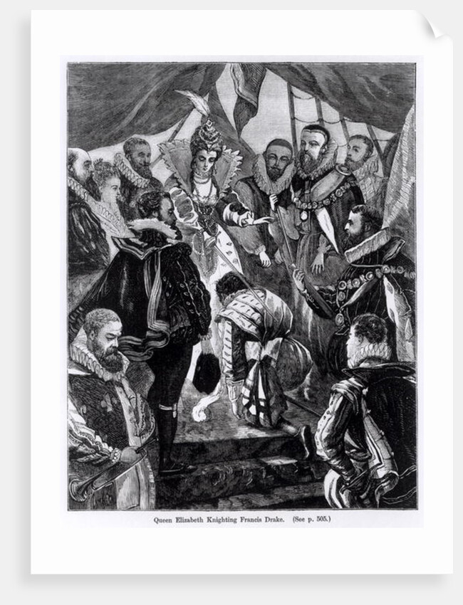 Queen Elizabeth I Knighting Francis Drake in 1581 by English School