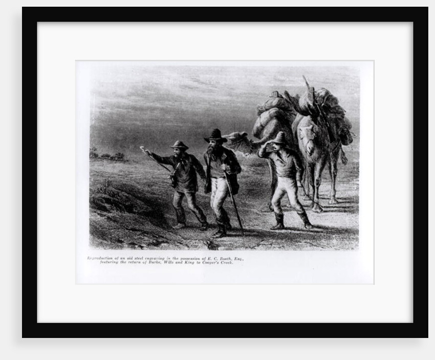 The Return of Burke, Wills, and King to Cooper's Creek, 1st March 1838 by Australian School